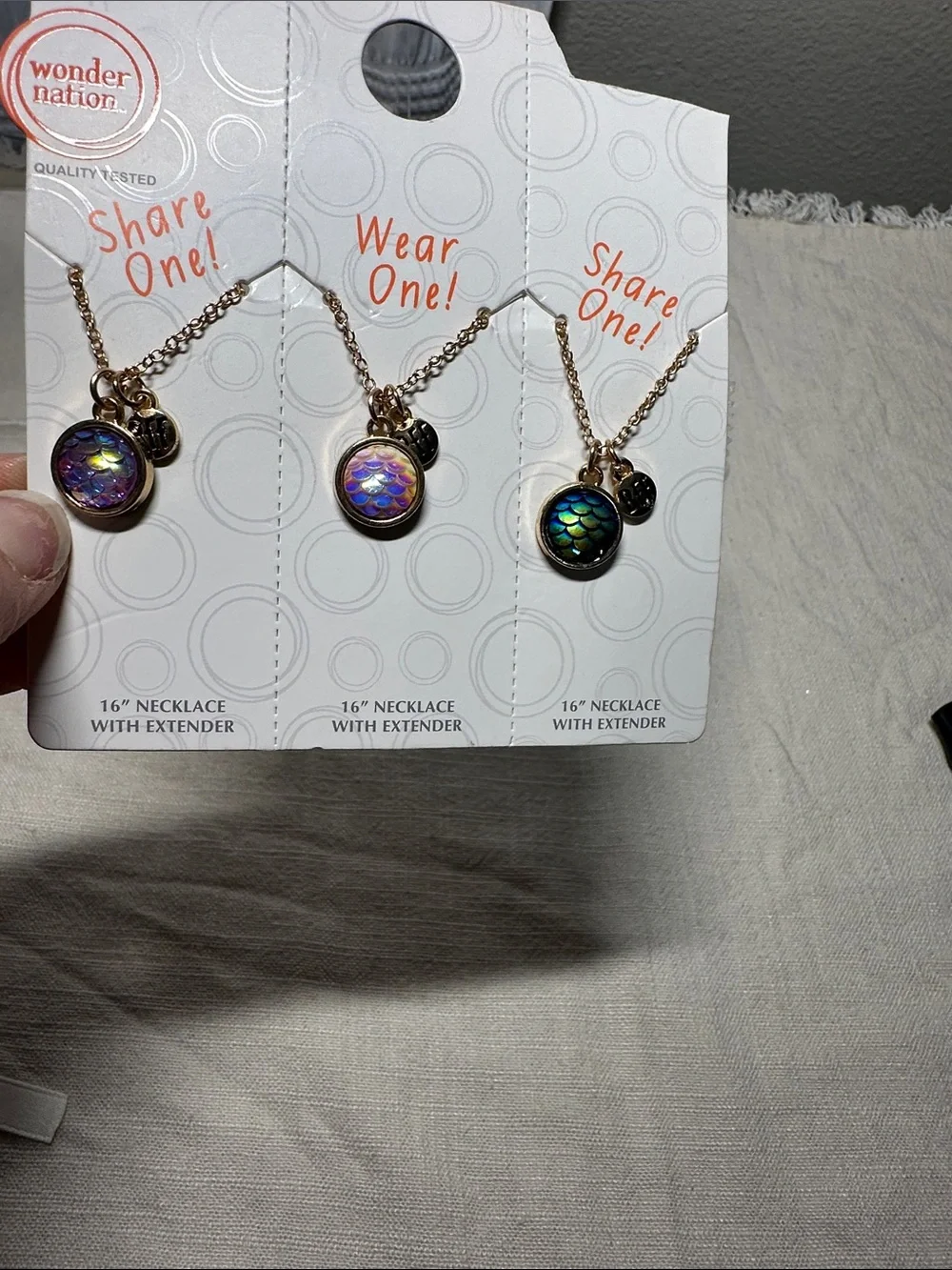 Set of 3 Mermaid Necklace Trio & 2 hair clips and Barrett’s NWT